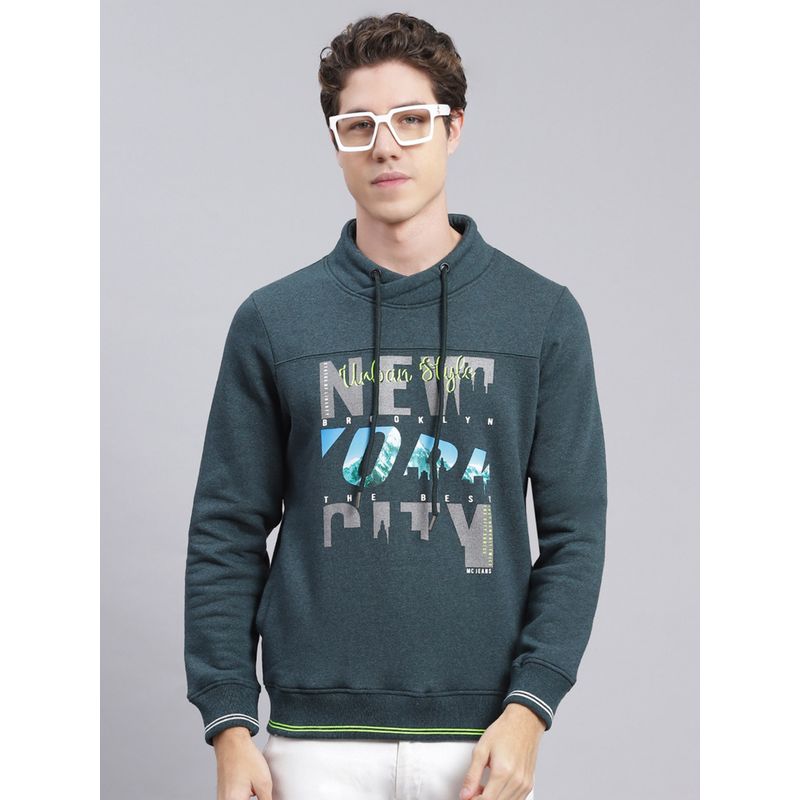 Monte Carlo Green Printed High Neck Sweatshirt (XL)