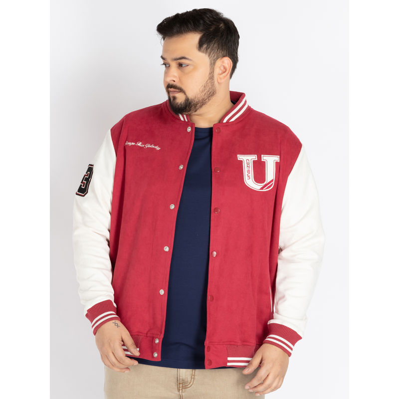 UNSIZED Men Varsity Bomber Jacket Red (3)
