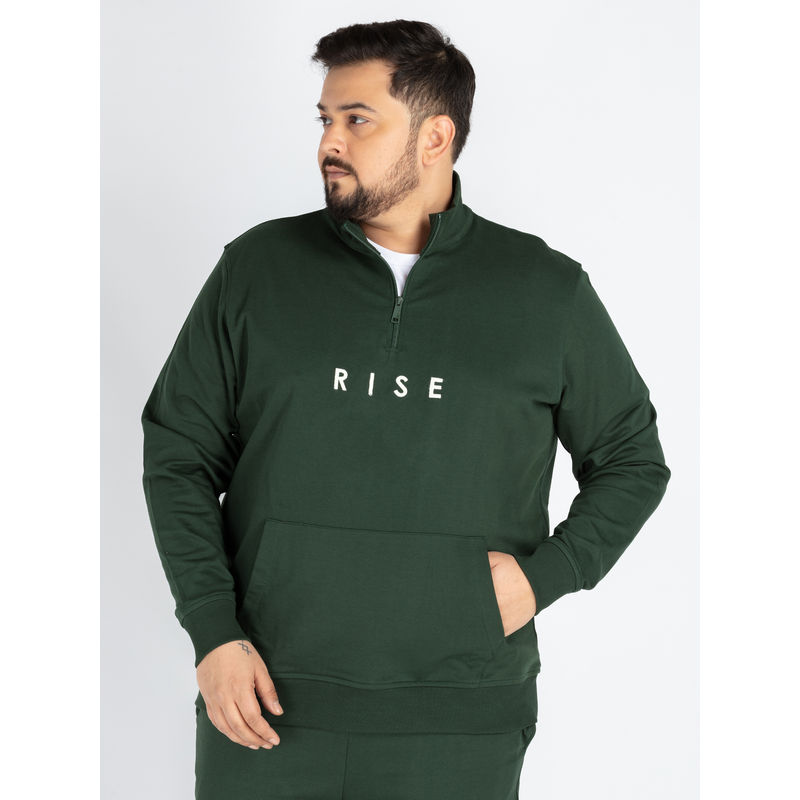 UNSIZED Men Green Quarter Zipper Sweatshirt (7)