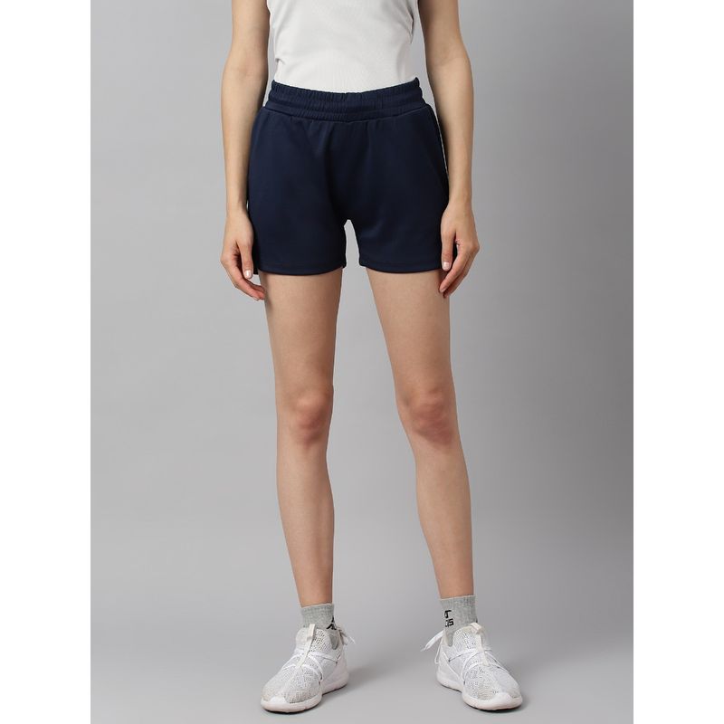 Alcis Women Navy Blue Anti Static Soft Touch Slim Fit Train All Day Sustainable Shorts (L)