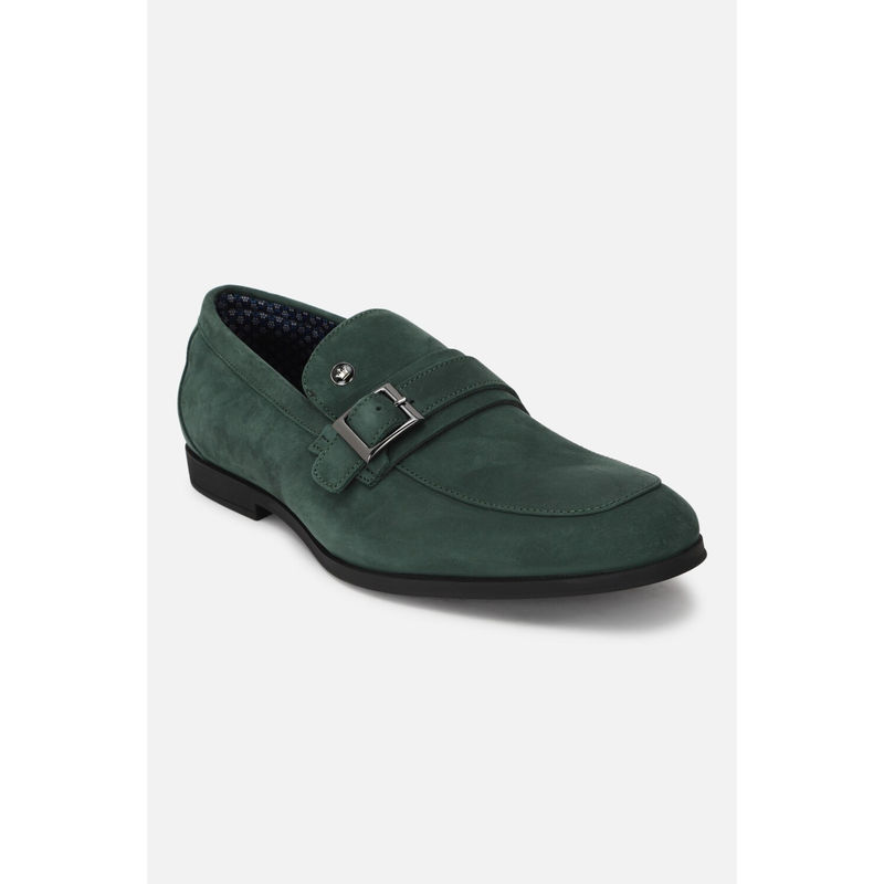 Louis Philippe Men Green Leather Casual Buckle Monk Straps (UK 6)