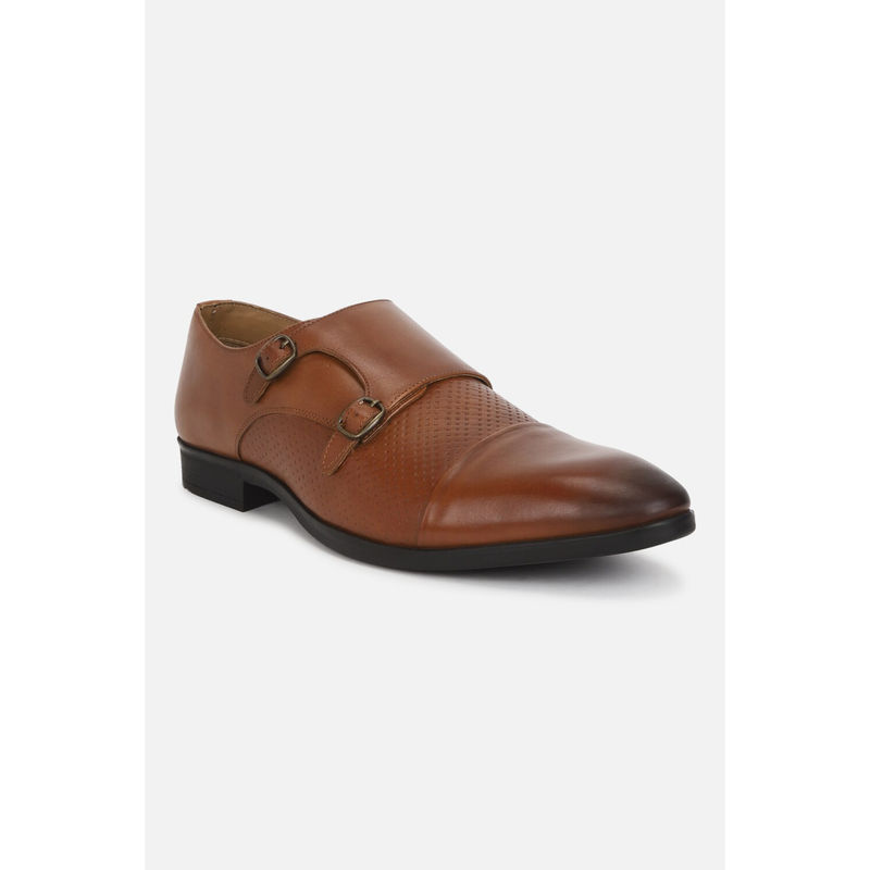 Van Heusen Men Brown Formal Buckle Monk Straps (UK 9)