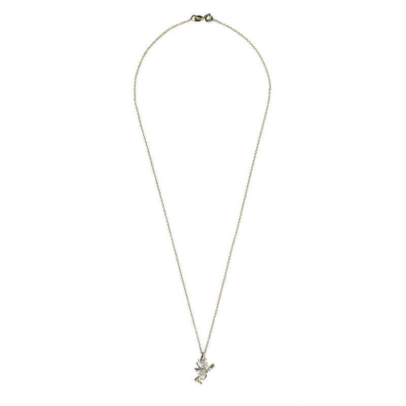 Sheer by Priyaasi Silver American Diamond Gold Plated Flute Pendant