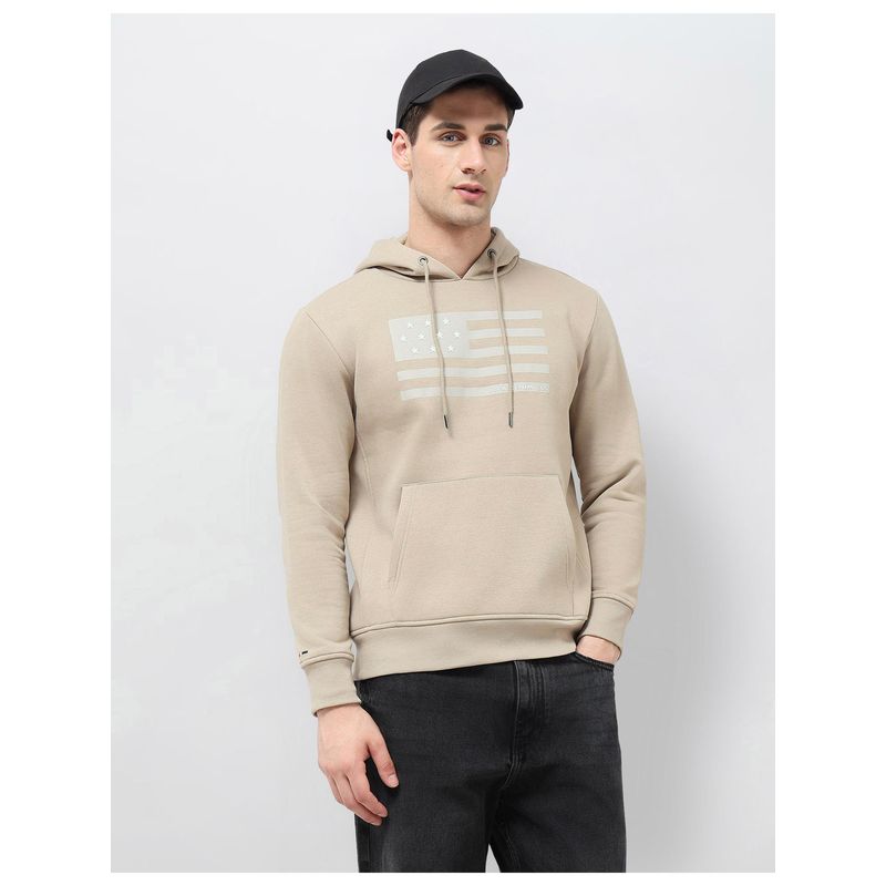 U.S. Polo Assn. Denim Co. Mens Graphic Printed Regular Fit Hoodie - Beige (2XL)