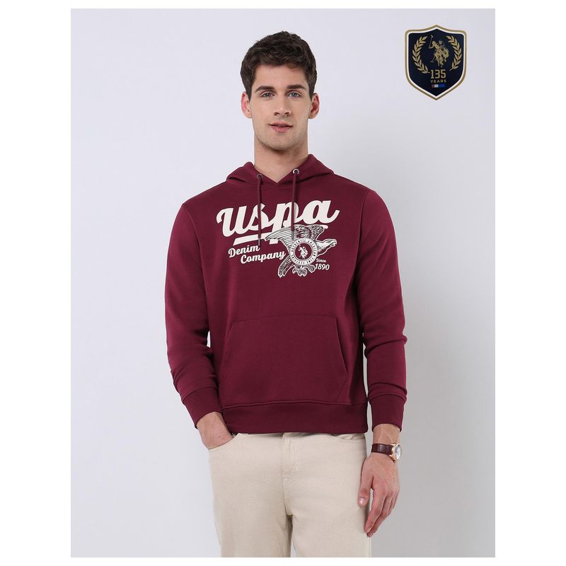 U.S. Polo Assn. Denim Co. Mens Brand Printed Regular Fit Sweatshirt - Maroon (S)