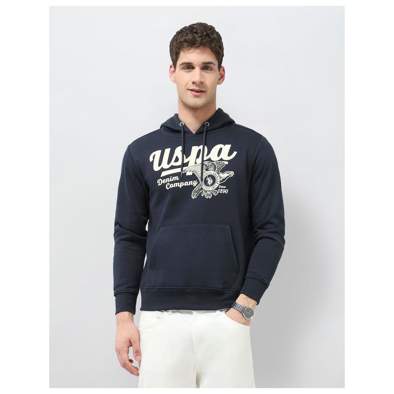 U.S. Polo Assn. Denim Co. Mens Brand Printed Regular Fit Hoodie - Blue (M)
