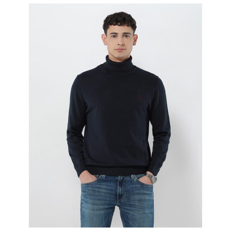 U.S. POLO ASSN. Mens Turtle Neck Regular Fit Sweater - Blue (L)