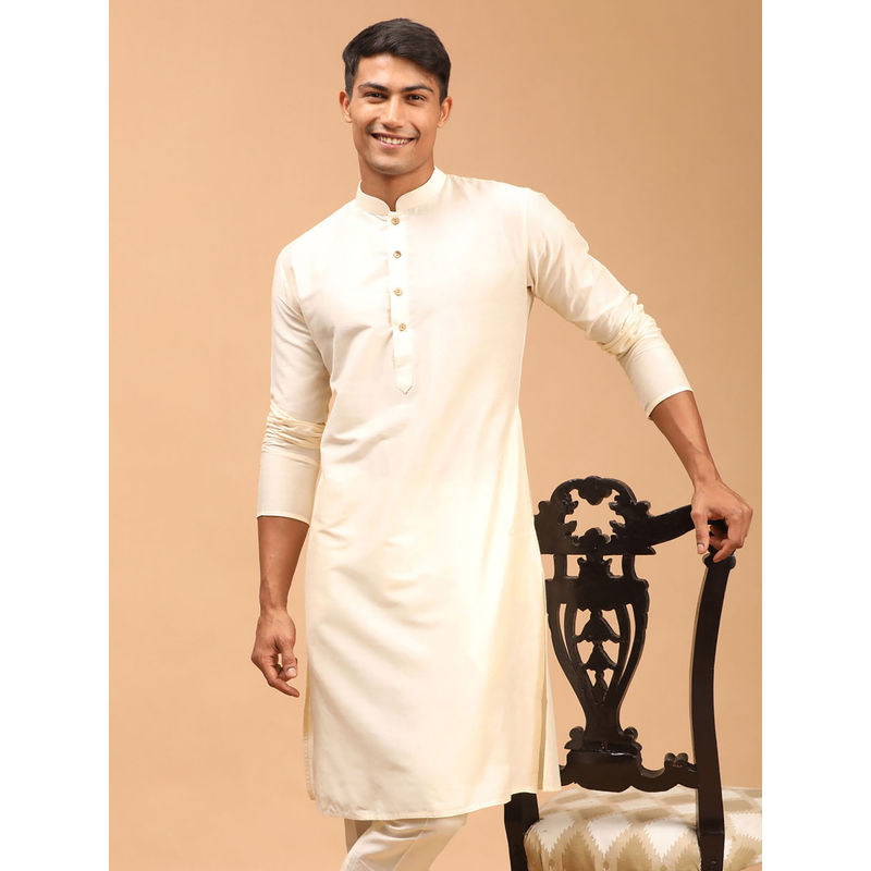 Vastramay Mens Cream Viscose Kurta (M)