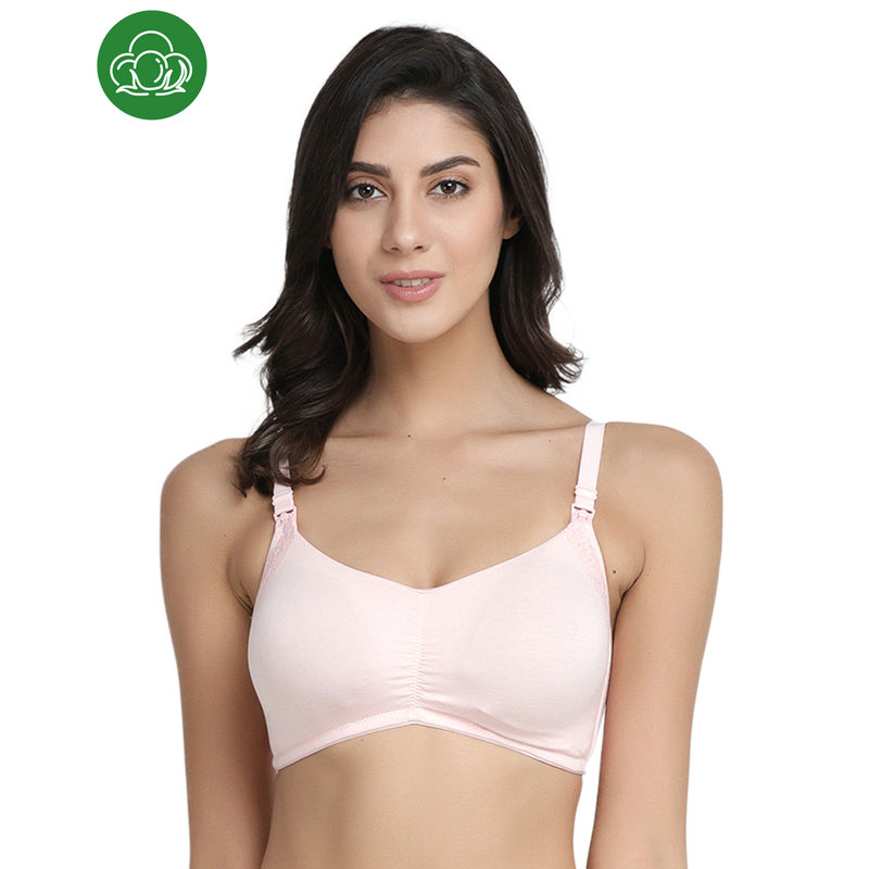 Inner Sense Organic Antimicrobial Soft Feeding Bra with Removable Pads - Pink (38D)