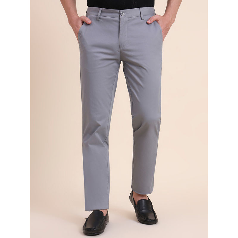 JadeBlue Grey Slim Fit Cotton Stretch Casual Trouser (32)