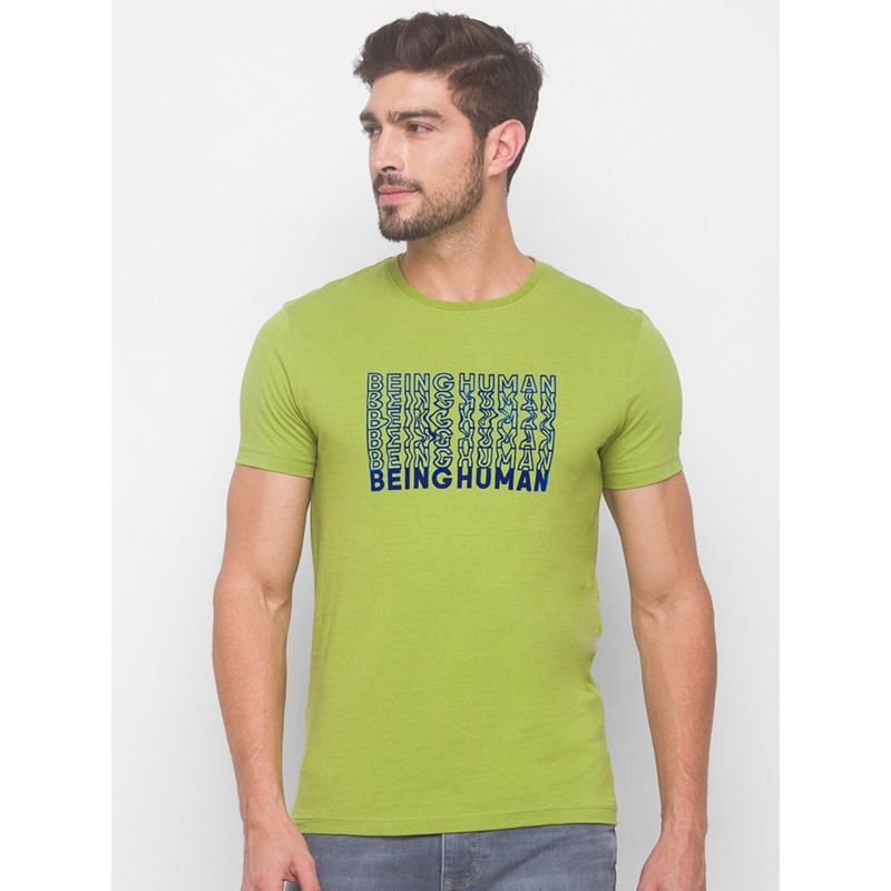 Being Human Men Printed Green T-Shirt (M)