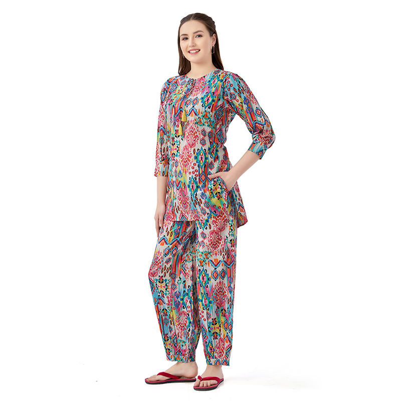 July Nightwear Women Multi-Color Kurti - Pyjama-WPC656 (Set of 2) (S)