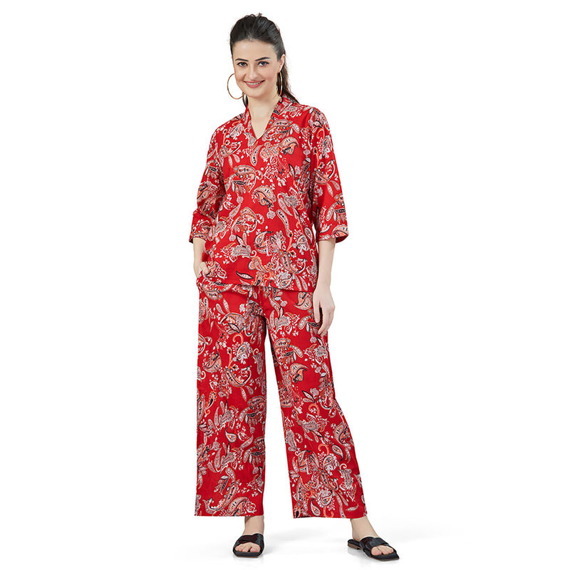 July Nightwear Red Cotton Top - Pyjama Women-Wpc675 (Set of 2) (S)