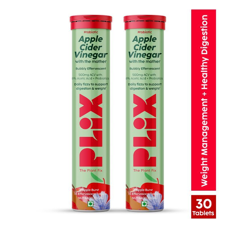 Plix Probiotics+ Apple Cider Vinegar 15 Effervescent Tablets, Digestive