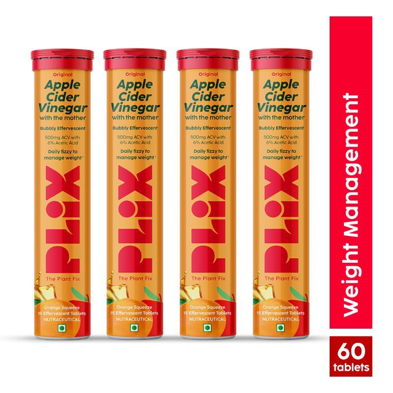 PLIX Apple Cider Vinegar Effervescent Tablets for weight loss, Reduce