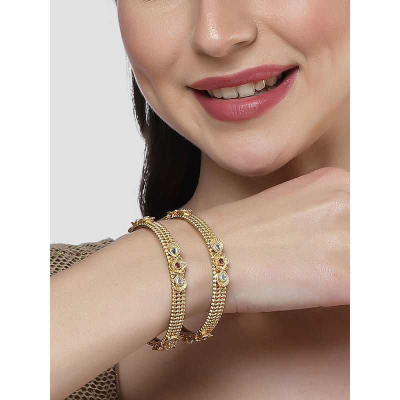 Karatcart Gold Plated Floral Design Bangles Women (2.4)