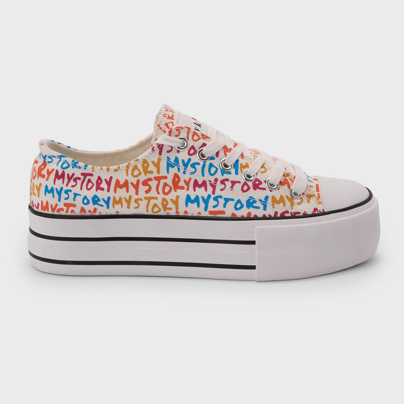IYKYK by Nykaa Fashion Graffiti Platform White Sneakers (EURO 40)