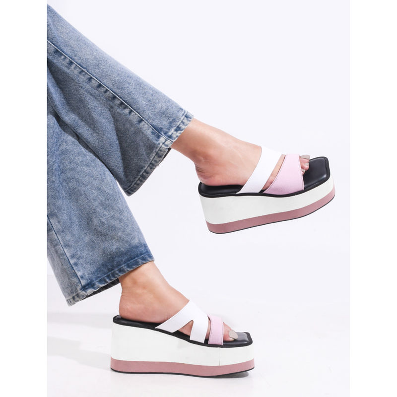 The White Pole Women Pink Casual Wedges (EURO 35)