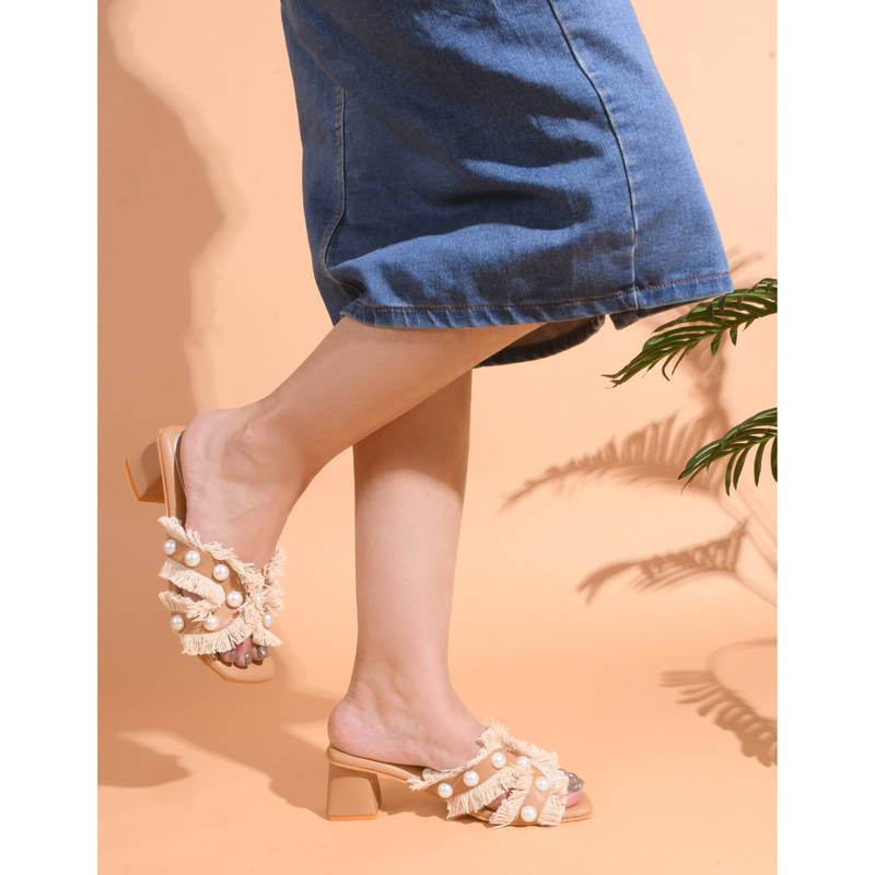 The White Pole Women Beige Casual Block Heels (EURO 36)
