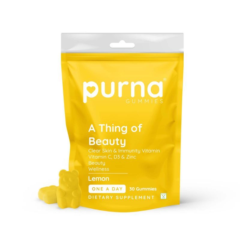 Purna Gummies Vitamin C Lemon Gummies with Vitamin D3, and Zinc for