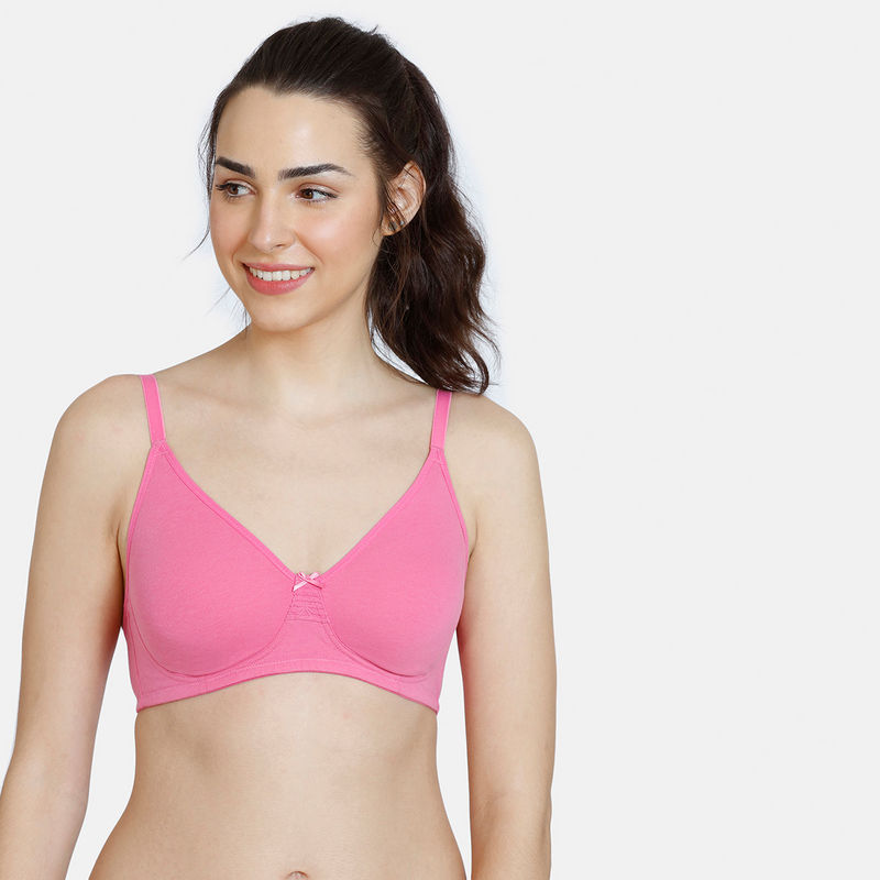 Zivame Snuggle Up Double Layered Non-Wired 3/4th Coverage T-Shirt - Ibis Rose - Pink (36D)