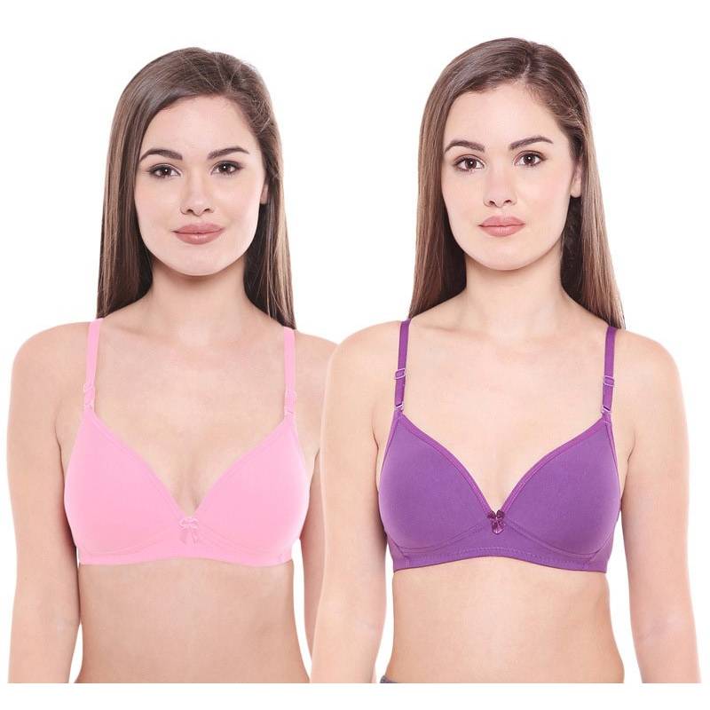 Bodycare Pack Of 2 Lightly Padded T-Shirt Bra - Multi Color (36B)