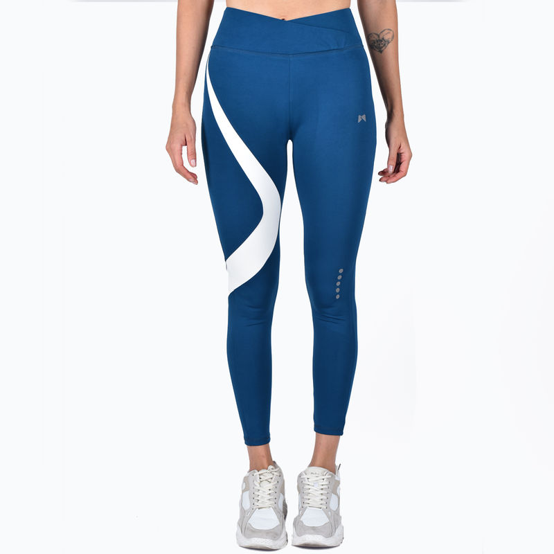 Muscle Torque Gym/yoga High Waist Overlap Belt Style Tight - Blue (XXL)