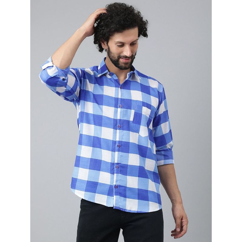 HANGUP Shirt Men Casual Cotton Regular Fit Check (XL)