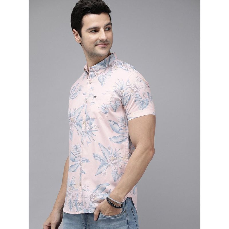 The Bear House Men's Slim Fit Peach Shirt (S)