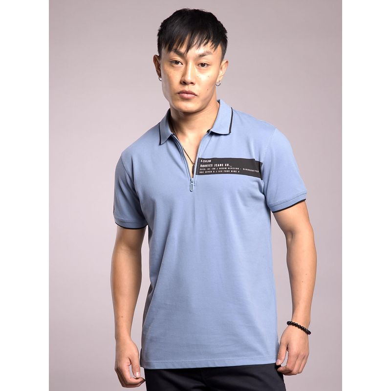 ROOKIES Blue Half Sleeves Polo T-Shirt (S)