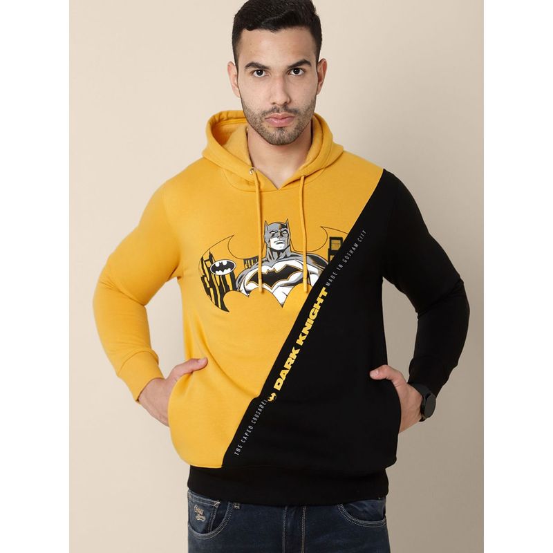 Free Authority Young Men Batman Printed Black & Yellow Hoodie (S)