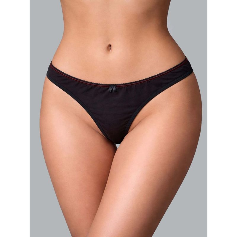 Mod & Shy Women Solid Black Thong (M)