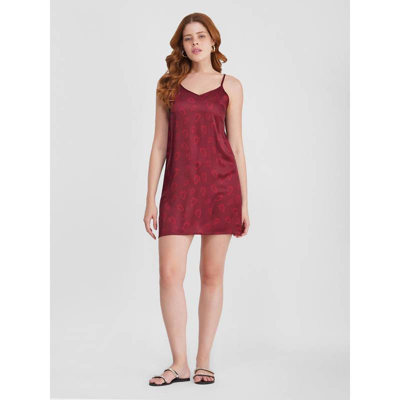 Noite Luxe Velvet Heart Women Satin Soft Touch Night Dress (XS)