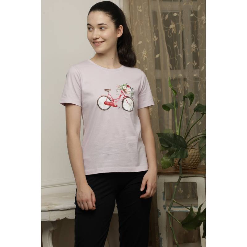 VIEVIANA Womens Pink Ptd T Shirt (2XL)