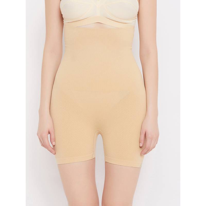 Secrets By ZeroKaata Women Solid Tummy & Thigh Control Seamless Tummy Tucker Shapewear - Nude (XL)