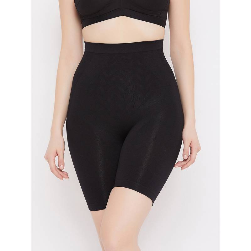 Secrets By ZeroKaata Women Solid Tummy & Thigh Control Seamless Tummy Tucker Shapewear - Black (M)