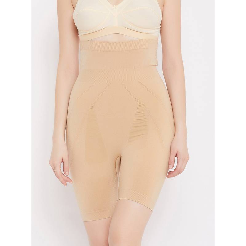 Secrets By ZeroKaata Women Solid Tummy & Thigh Control Seamless Tummy Tucker Shapewear - Nude (M)