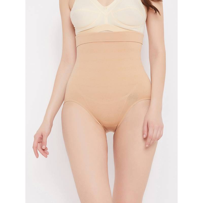 Secrets By ZeroKaata Women Solid High-waist Seamless Tummy Tucker Shapewear - Nude (M)