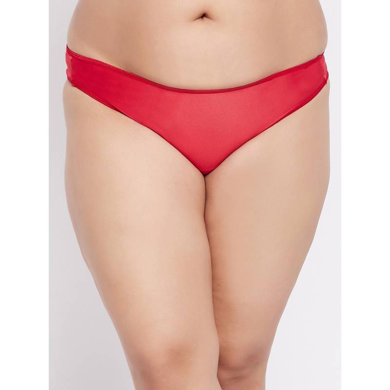 Secrets By ZeroKaata Plus Size Women Solid Cheeky Briefs Red (XL)