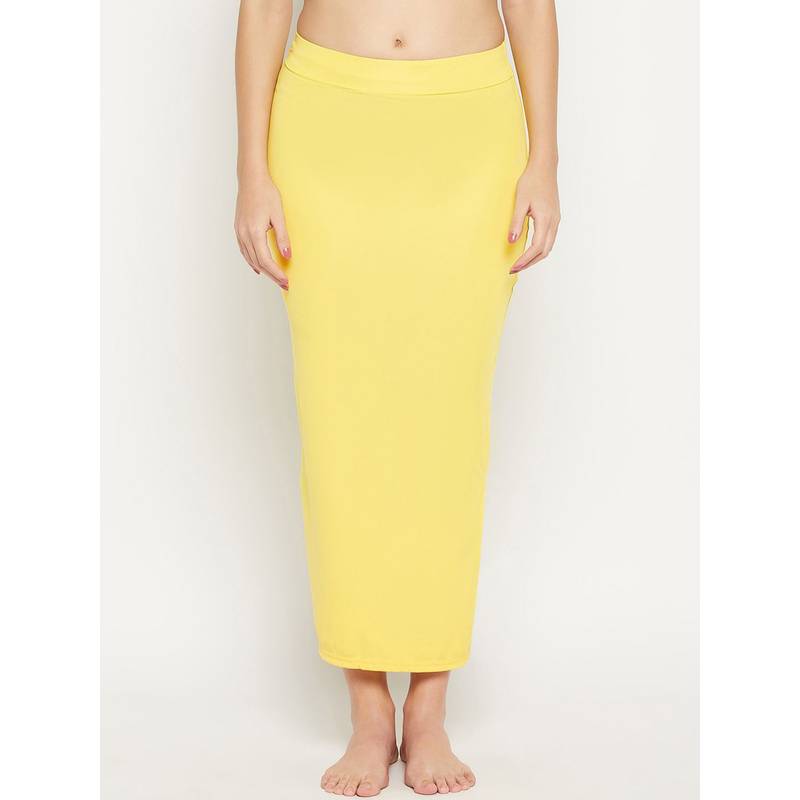 Secrets By Zerokaata Women Solid Seamless Saree Petticoat - Yellow (XL)