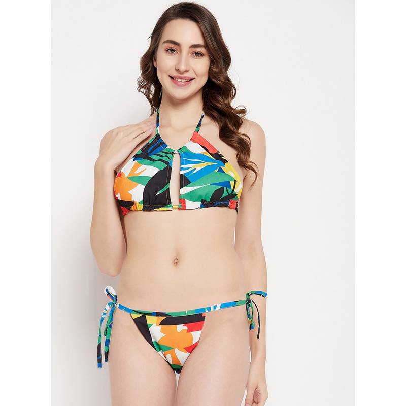 Secrets By ZeroKaata Women Printed Halter Neck Lingerie Multi-Color (Set of 2) (S)