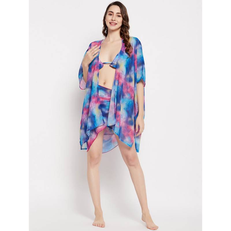 Secrets By ZeroKaata Women Printed Swimwear Cover Up Dress - Multi-Color (L)