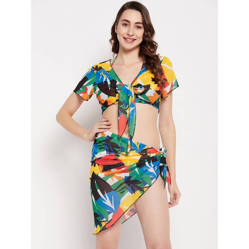 Secrets By ZeroKaata Women Printed Swimwear - Multi-Color (L)