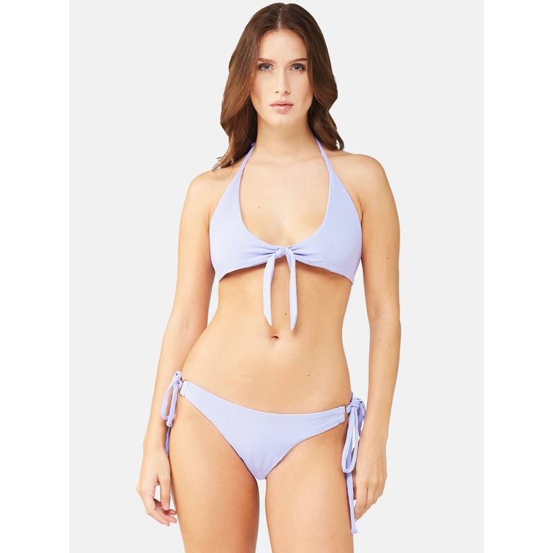 Secrets By Zerokaata Women Stretchable Ribbed Halter Swim Bikini Set (XS)