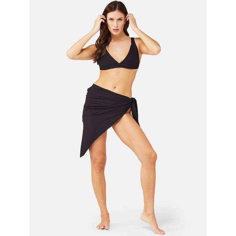 Secrets By Zerokaata Women Stretchable Ribbed Swim Bikini Set with Sarong (XS)