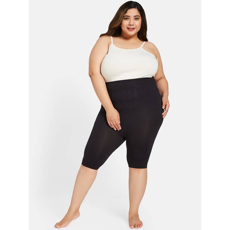 Secrets By ZeroKaata Plus Size Women Black-Colored High-Waist Tummy Tucker & Thigh Shaper (2XL)