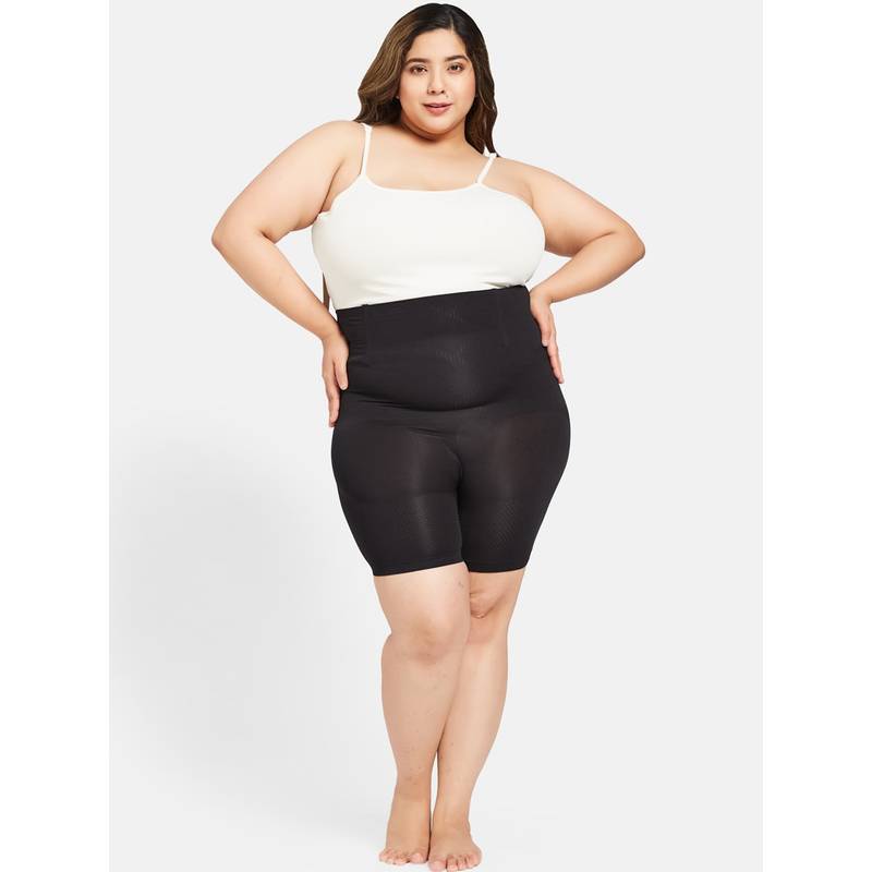 Secrets By ZeroKaata Plus Size Women Black-Colored High-Waist Tummy Tucker & Thigh Shaper (3XL)