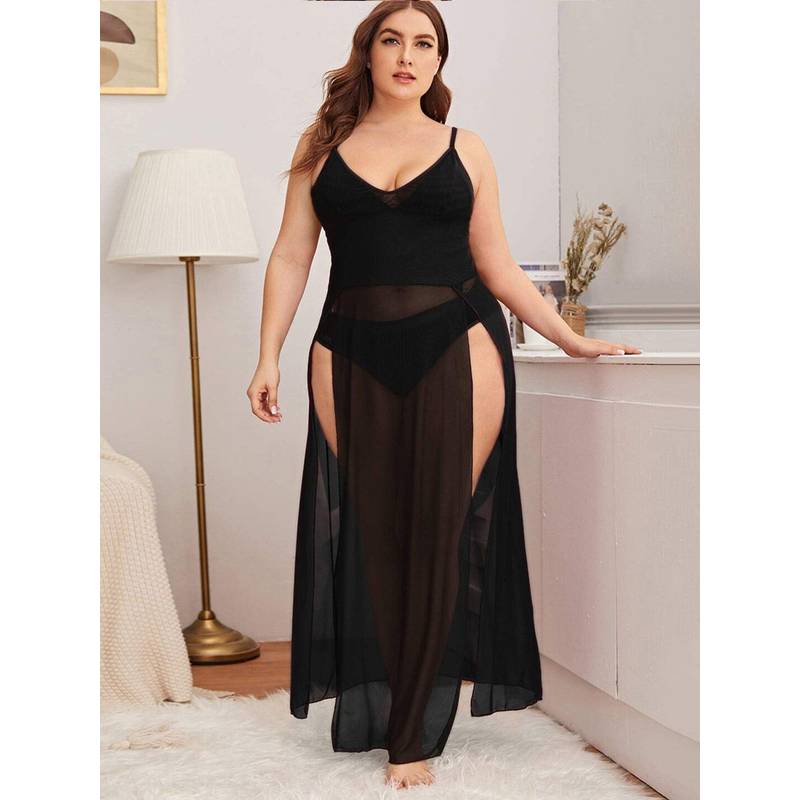 Secrets By ZeroKaata Sheer Long Nightwear Baby Doll for Women (XS)