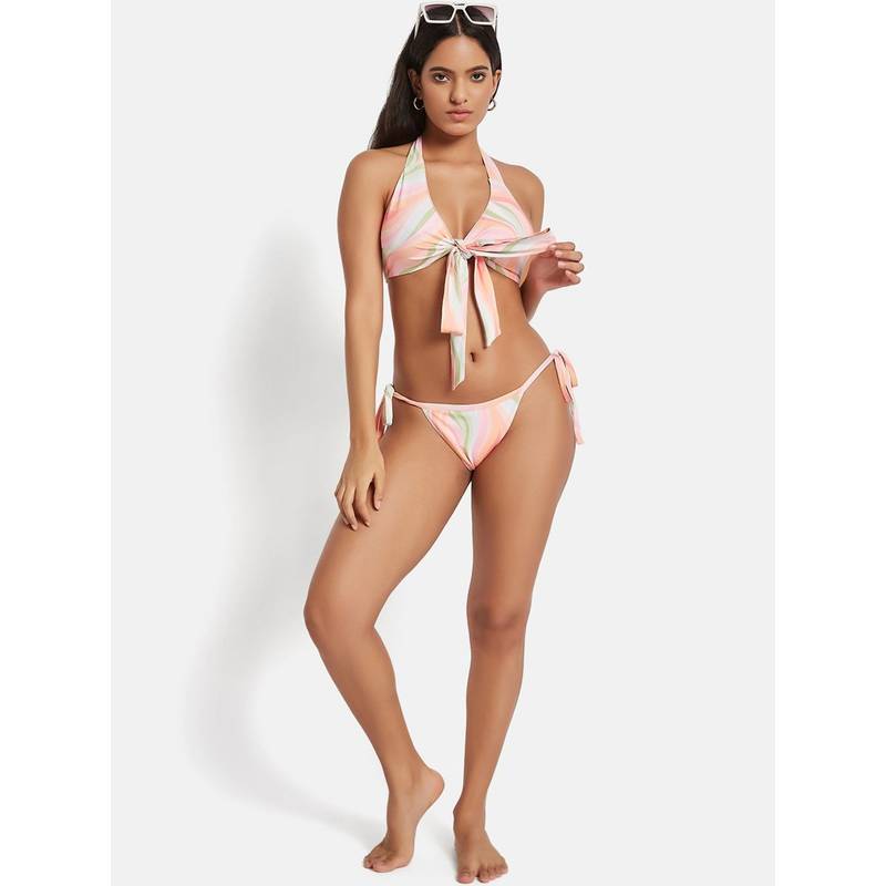 Secrets By ZeroKaata Printed Halter Beachwear Swim Bikini Set (XS)