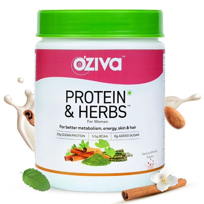 OZiva Protein & Herbs Women, with Multivitamins for Better Metabolism, Skin & Hair, Vanilla Almond